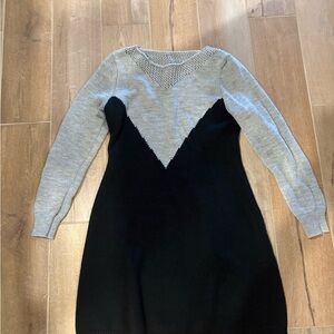 Gray and Black Long Sleeve Dress